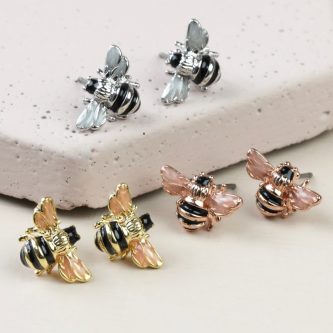 small bee stud earrings rose gold silver gold 4x3a4112 900x900