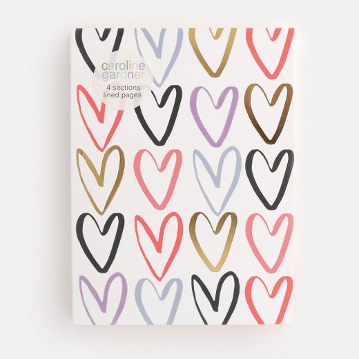Multi Outline Hearts Tabbed Notebook TAB101 1800x1800