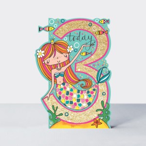 DAR17 age 3 birthday card mermaid 1