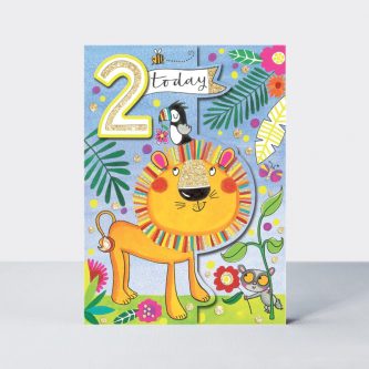 WILD2 age 2 birthday card lion 1